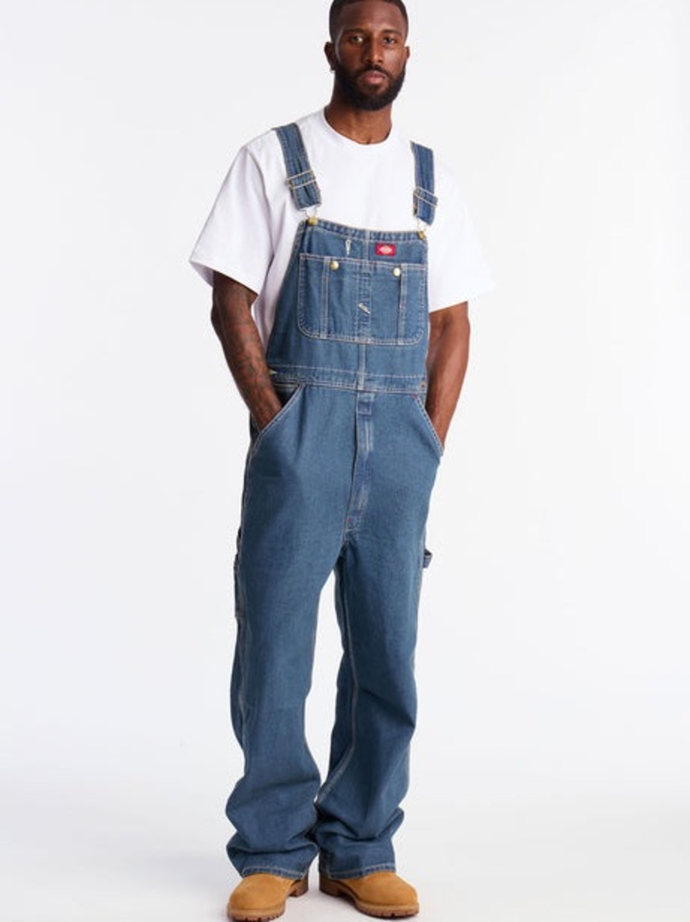 Dickies Blue Relaxed Denim bib Overalls 36x32”